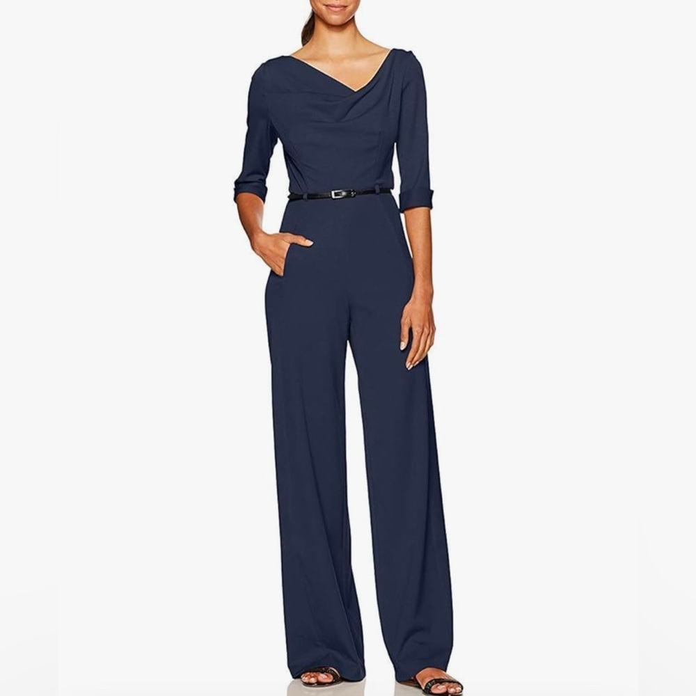 New Black Halo Women's 3/4 Sleeve Jackie Jumpsuit, Size 10